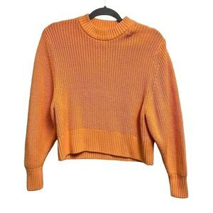 MONKI Orange Knit Crewneck Sweater Size XS